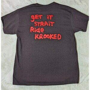 Krooked Skateboards Shirt Men's L Get It Strait Brown Cotton Skater Graphic Tee